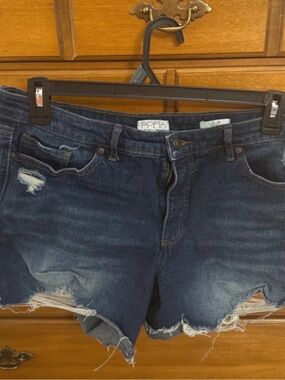 sofia by sofia vergara Dark Blue Distressed Denim Shorts
